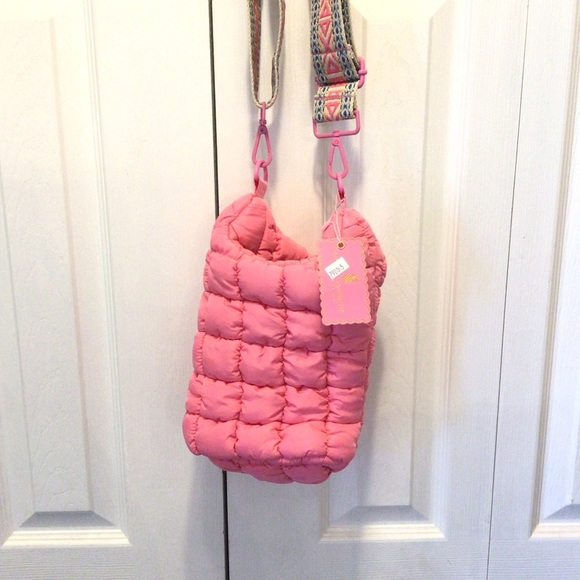 Simply Southern Pink Puffer Water Bottle Holder Shoulder Crossbody Bag - Picture 5 of 5